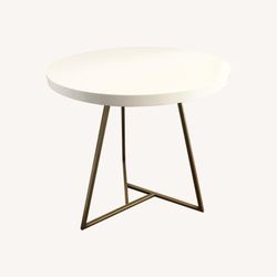 West Elm White and Gold 30” Dining Table 
