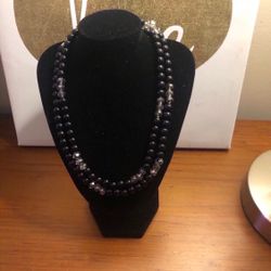 Black Silver Beaded Necklace 