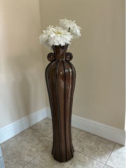 32” Elegant Chocolate Brown Floor Vase