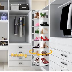 7 Tier Rotating Shoe Rack, 360° Revolving Free Standing Shoe Organizer, Multifunctional Storage Revolving Shoe Rack Tower, Spinning Shoe Display Lazy 