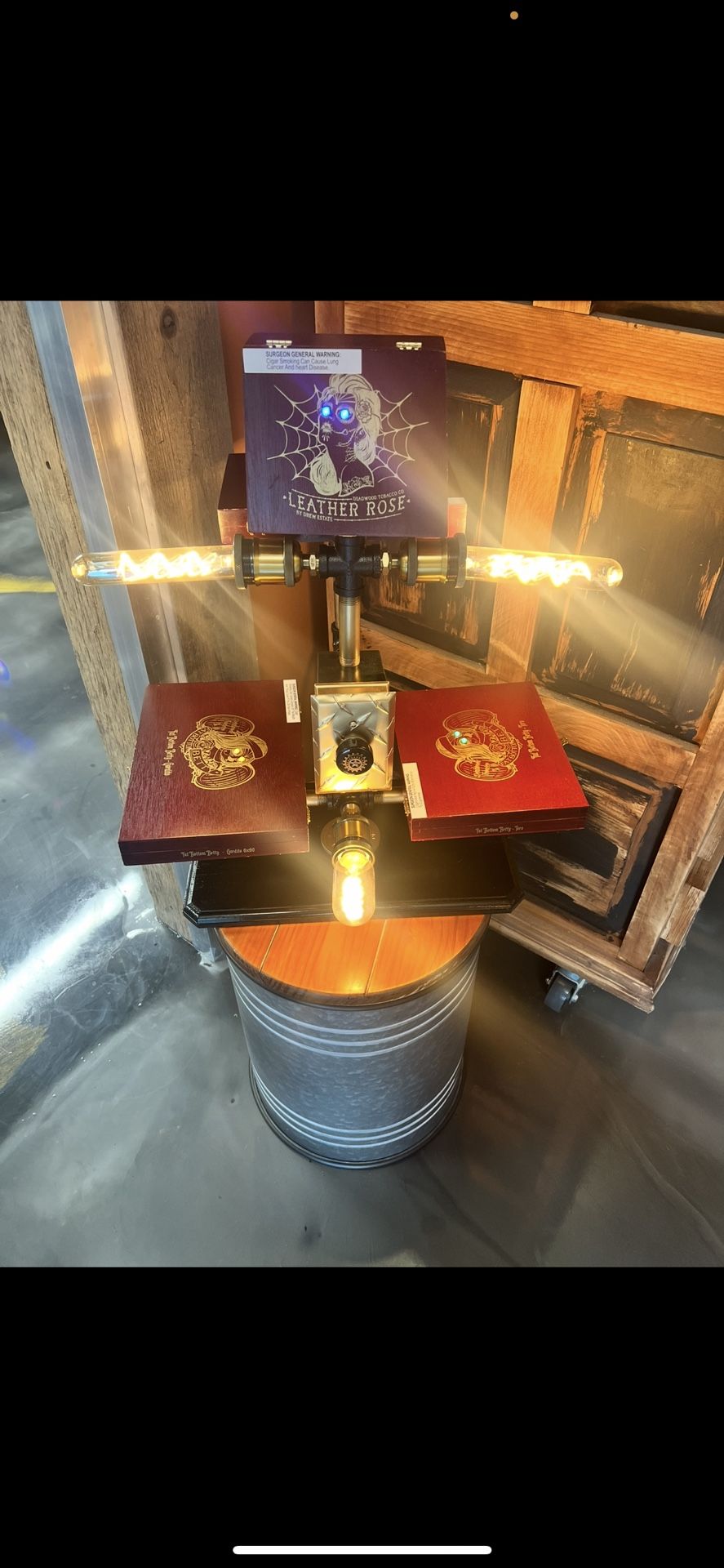 Custom Industrial Steam Punk Style Cigar Box Lamp