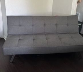Gray Tufted Fabric Futon Sofa Bed