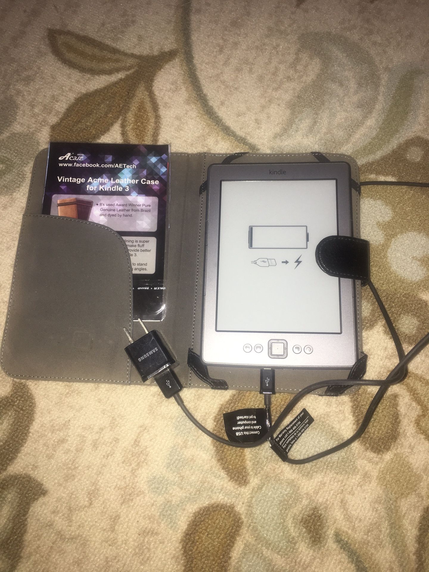 Amazon Kindle In Great Working Condition With Leather Case