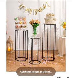 Cylinder Pedestal Stand for Party: 23.6/29.5/35.4in Hexagon Black