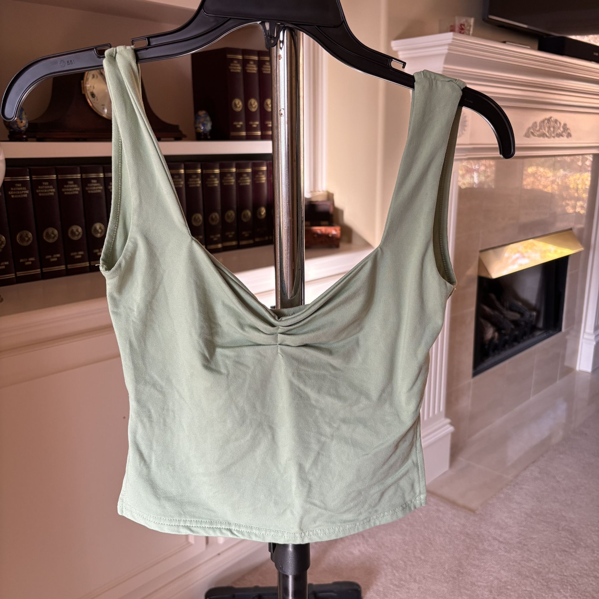 Women's light green ruched tank top