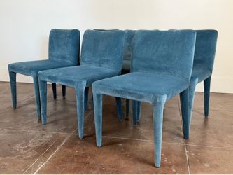 Postmodern style blue velvet dining chairs