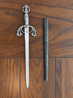 Ornate Toledo-Style Sword Letter Opener with Sheath