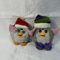 1999 Furby with Ice Skates & Santa Furby Lot Plush Ornaments