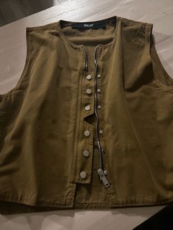Billy Olive Green Zip Snap Vest