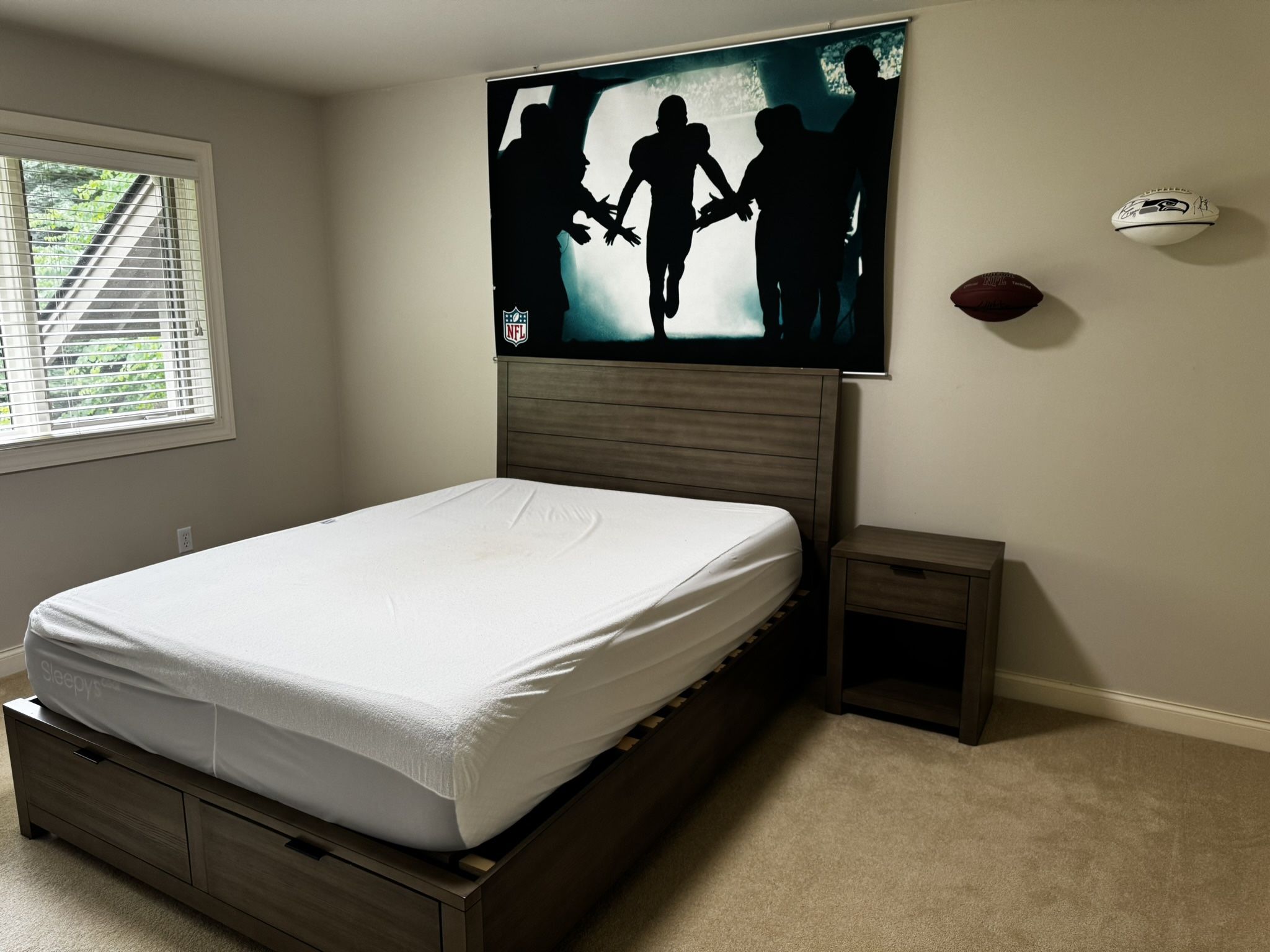 Queen Bed, Night Stand, Dresser, And Bookshelf