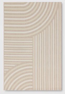 9x12 Linear Geo Rectangular Indoor Outdoor Area Rug Tan