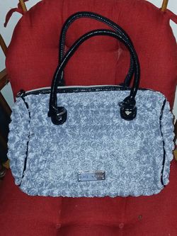 Betsy Johnson Blue- Gray Rose Satchel Handbag