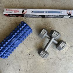 10 Lb Weights - Dumb Bells , Pull-up Bar And Roller