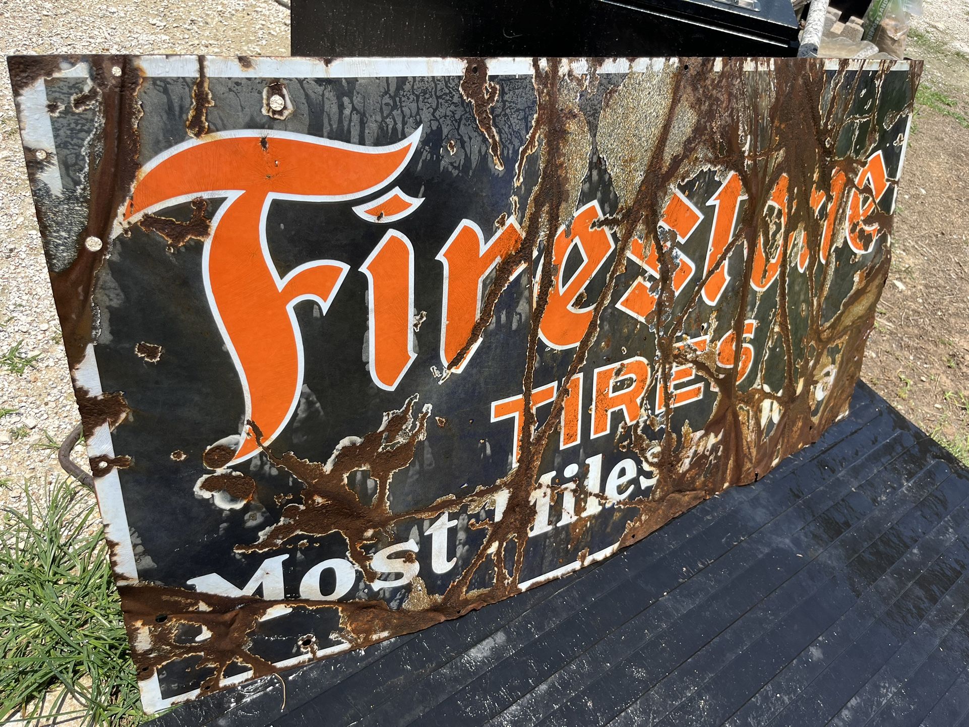 Antique/ Vintage Big Firestone Porcelain Sign !!!