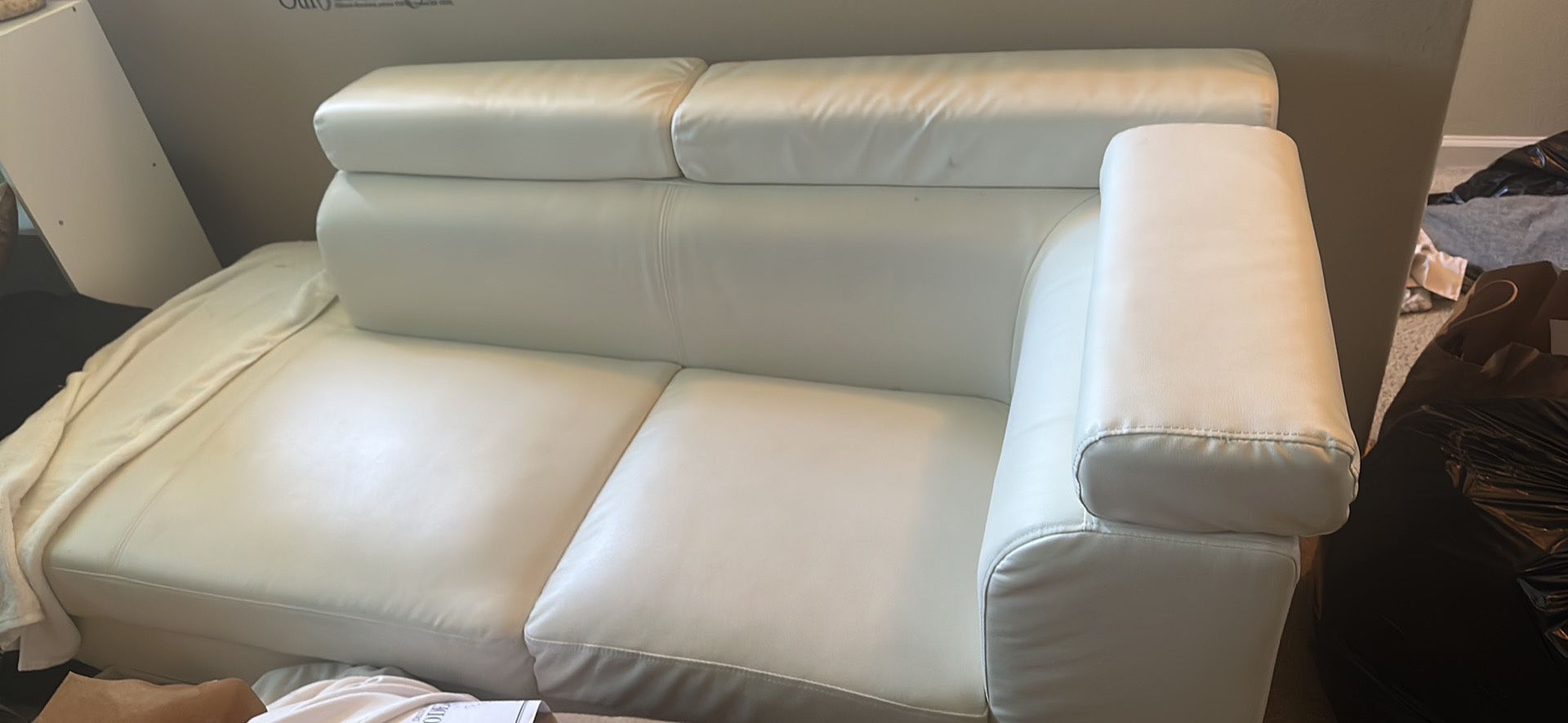 White Leather Couch Set. 