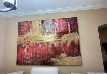 El Dorado XL Red Gold Frame Canvas Painting Cuadro