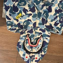 Bape Ponr Blue Zip Hoodie Authentic