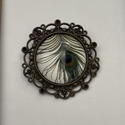 Vintage Peacock Feather Brooch