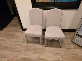 Set of 2 Upholstered Dining Chairs with Nailhead Trim