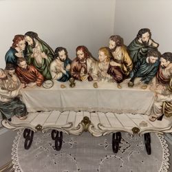 Vintage Sculpture 3D resin Last Supper Italy  tabletop display Miriam bottom right exquisite detail
