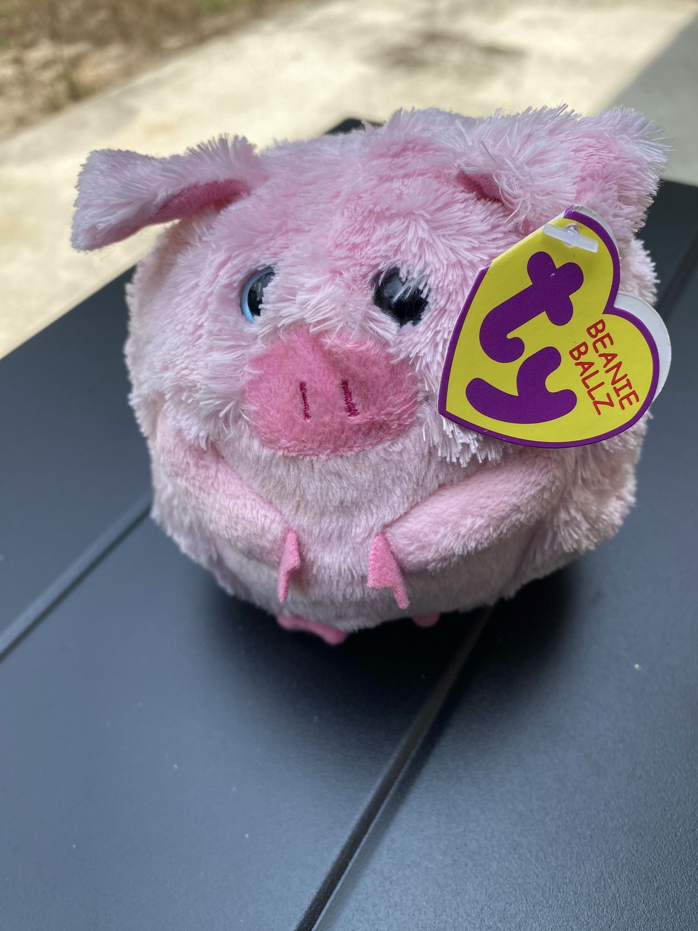 Ty Beanie Ballz Beans The Pig 5” Pink Round Ball Stuffed Animal Toy Plush Soft