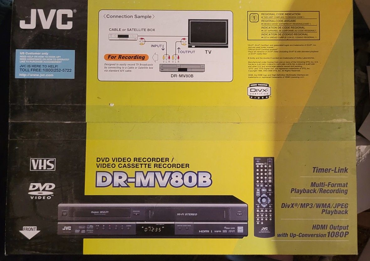 JVC DR-MV80B DVD Video Recorder/ Video Cassette Recorder.