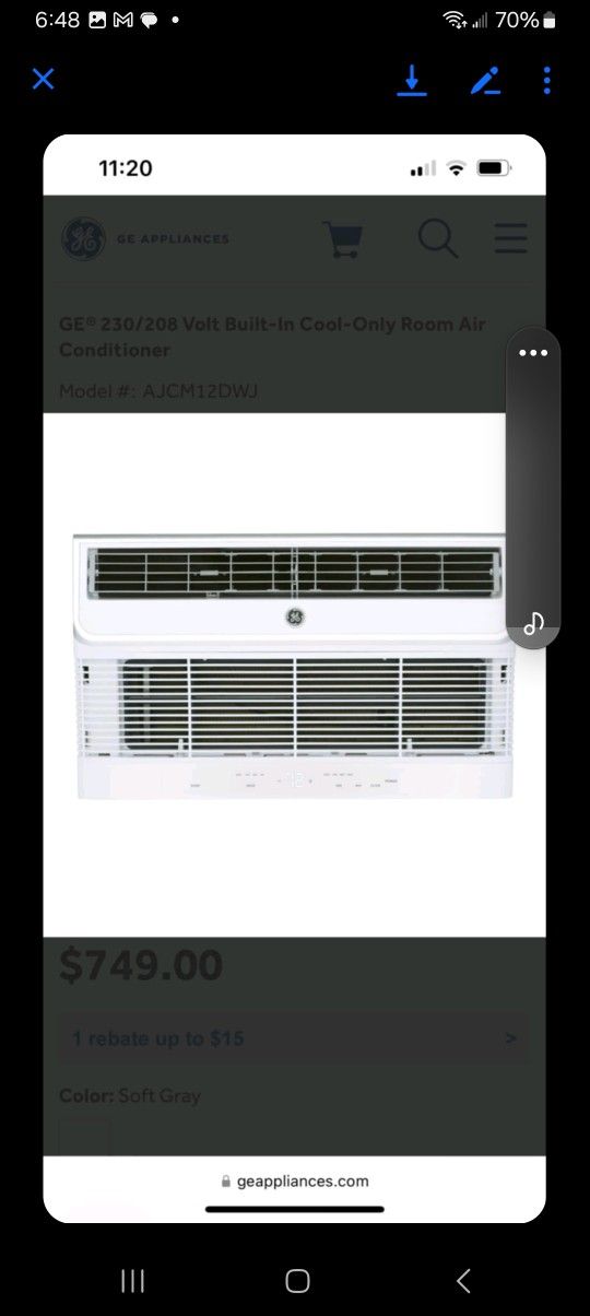 GE 230/208 Volt Built-in Cool-only Room Air Conditioner