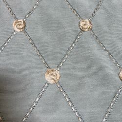 Drapery Or Upholstery Fabric-Blue With Beige Puffs!Reduced!