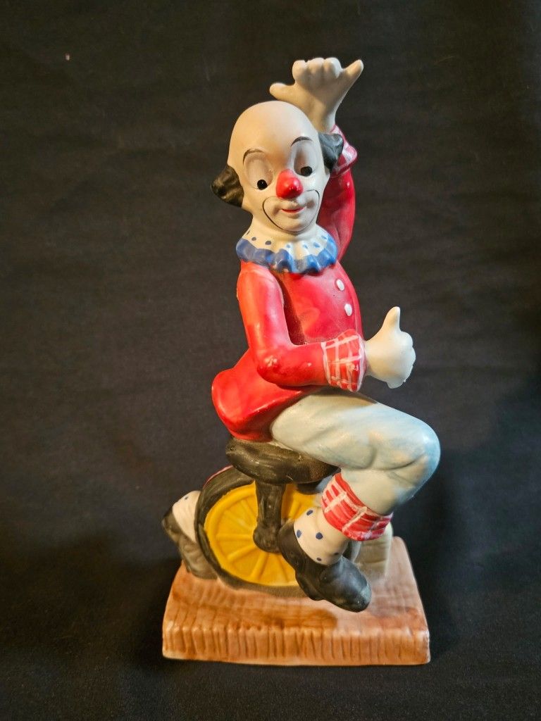 Toscany Collection Clown Figurine Riding A Unicycle 8" Tall 4" Wide Excellent Vintage Condition No Chips Or Cracks The Toscany Collection Clown Figuri