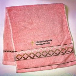 Jacquard Fashion Soft  Cotton Embroidery Bath Towel 28 * 13 inchesI ( Pink)