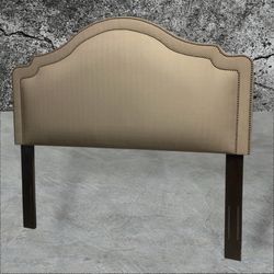 Upholstered Queen / Full Headboard, Brass-Studded