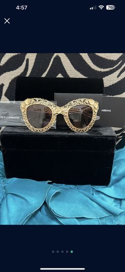 Authentic Dolce and Gabbana Gold Floral Sunglasses 