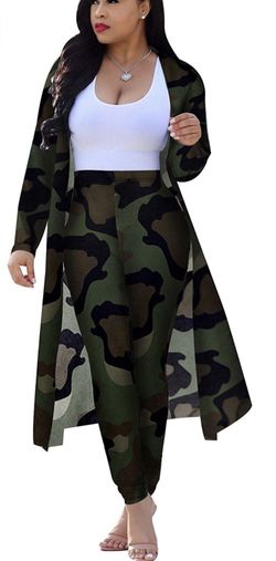 Trendy green cardigan pant set