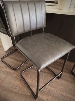 Set of 3 Faux Leather Counter Height Bar Stools – Gray | $180