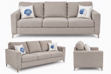 Modern Beige 3-Seat Sofa - Excellent Condition