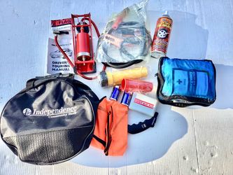 NEW Emergency Roadside Assistance Set First Aid Kit Booster Jumper Cables, Tire Air Pump, Tire Pressure Gauge etc.