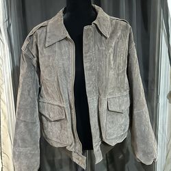 Vintage Suede, Leather Bomber Jacket (C032)