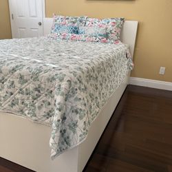 White Queen Bed Frame + Free Mattress – Must Go!