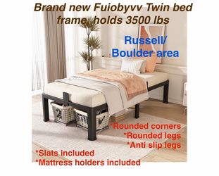 New Twin Bed Frames with Round Corner Edge Legs, 14 Inch High 3500 lbs Heavy Duty