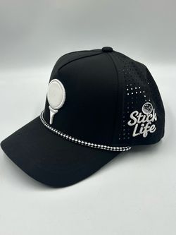 Stick Life Golf Hat Black White Rope Perforated Snapback Golfing Cap