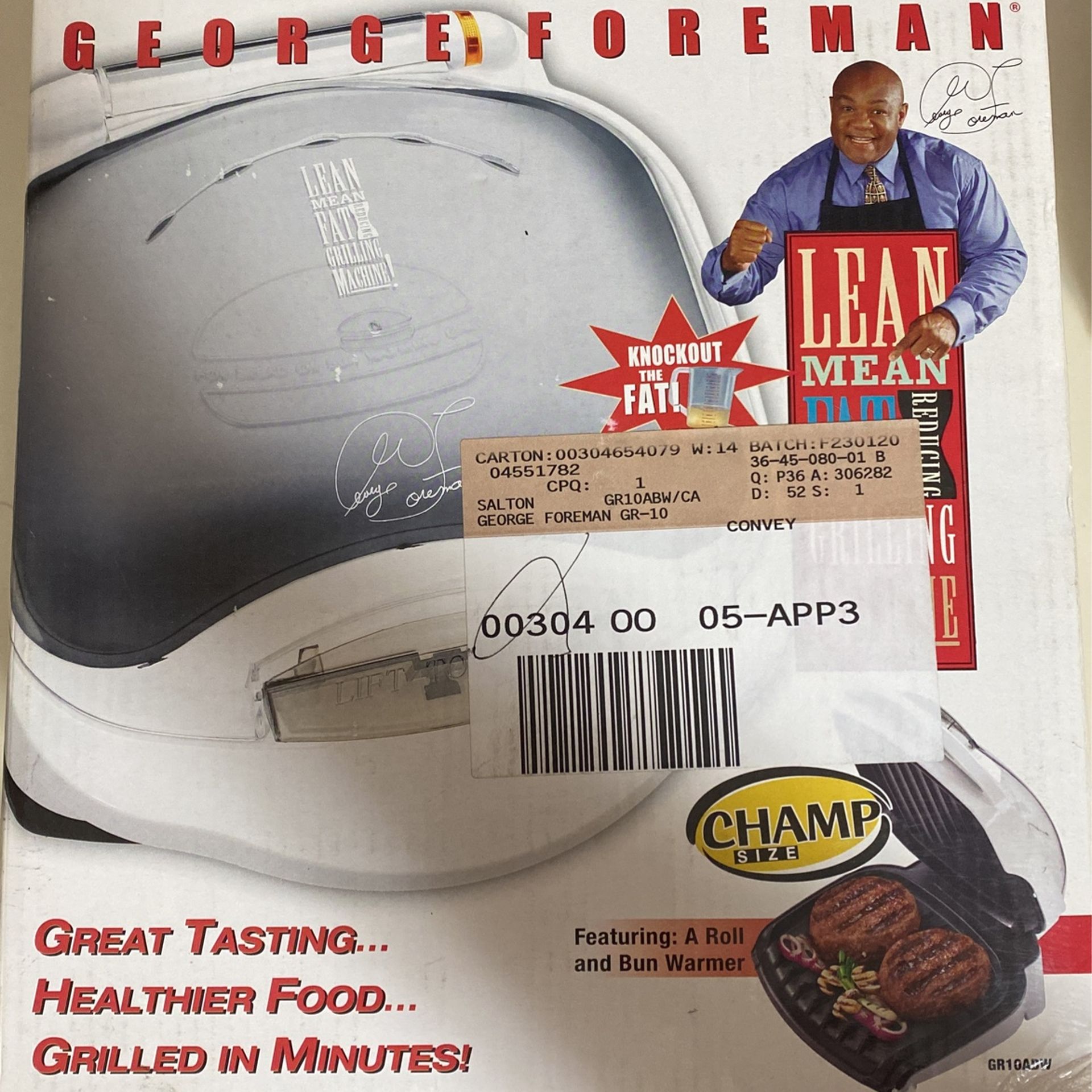  George Foreman GR10ABW Champ Grill with Bun Warmer