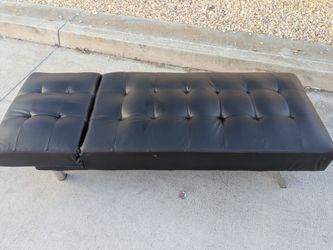 Black Faux Leather Tufted Futon Sofa Bed