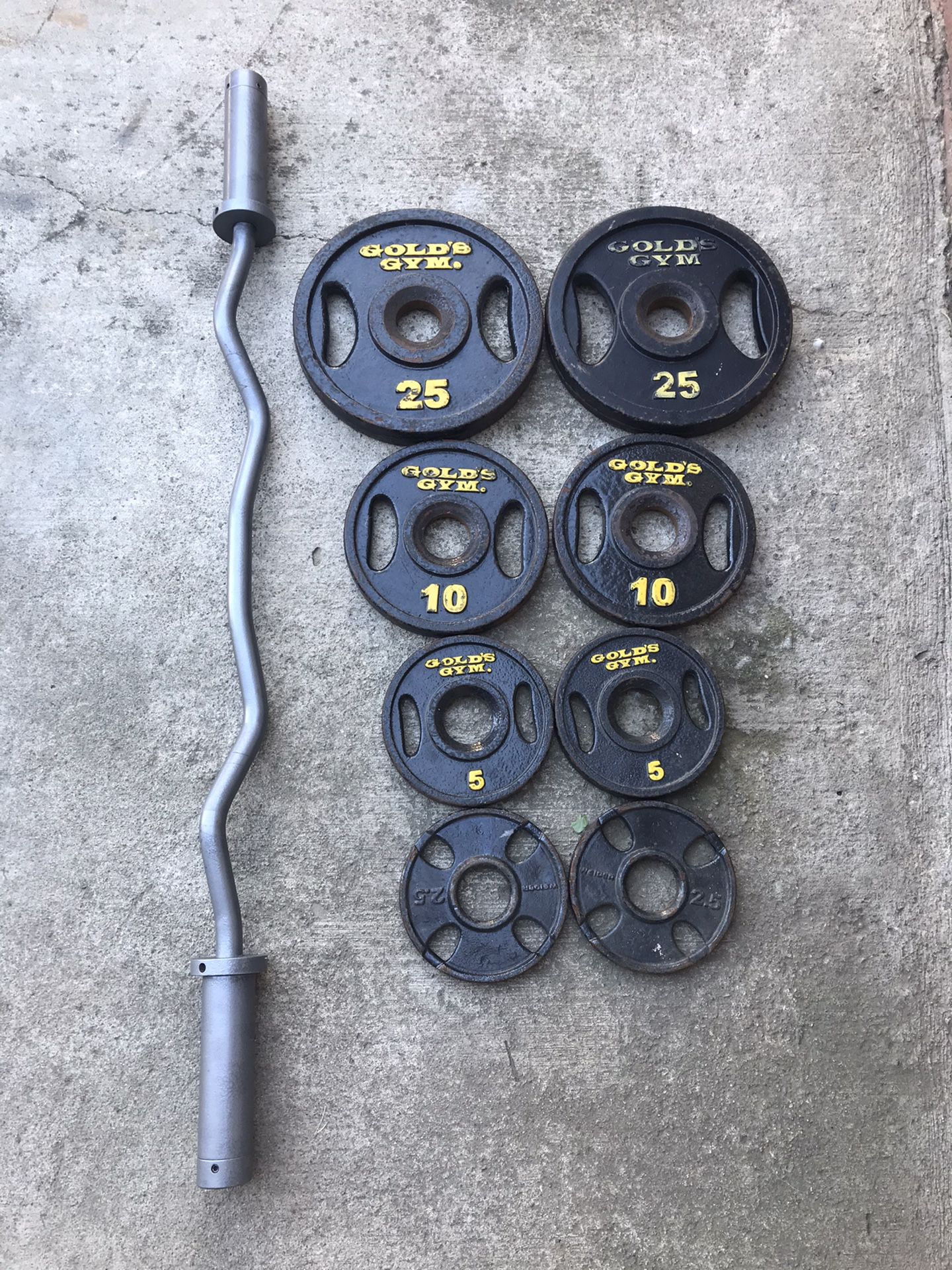 Olympic Weights with Curling Bar