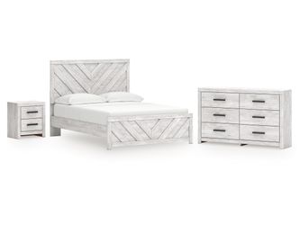 Cayboni Whitewash King Panel Bedroom Set with Dresser and Nightstand (Online Special Price)