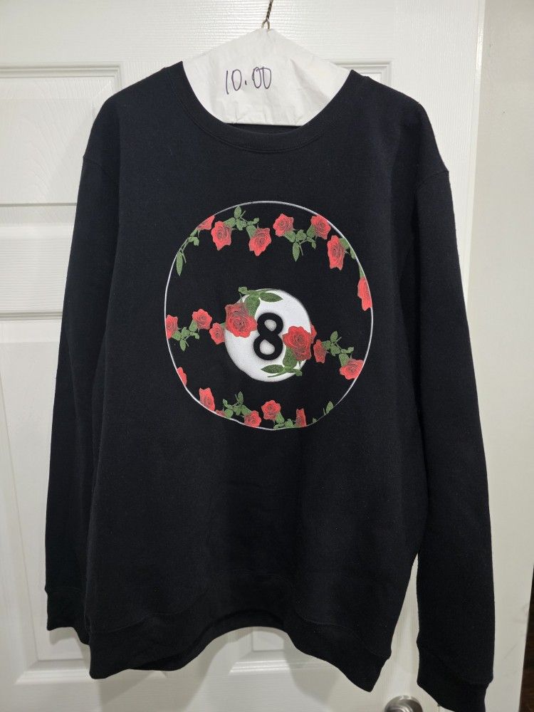 Roses & 8 Ball Ring Of Fire Mens Sweater