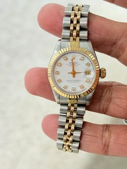 Rolex Preowned ladies 26mm DateJust Factory White Diamond Dial