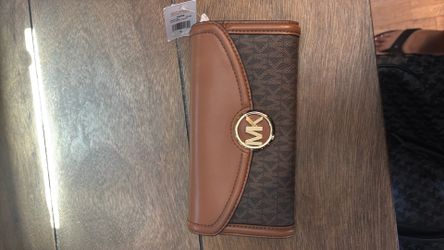Michael Kors Fulton Brown Logo LG Flap CONTINENTAL Wallet 35f9gte3b