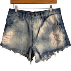 RUSTLER Upcycled Distressed Bleached High-Rise Cut-Off Shorts Sz 32”