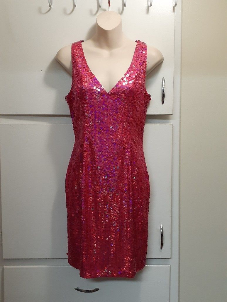 EVENING DRESS FUSHSIA SEQUINS WOMANS SIZE-6 