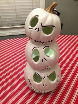 Disney Nightmare Before Christmas Jack Skellington Light Up Stack White Pumpkins